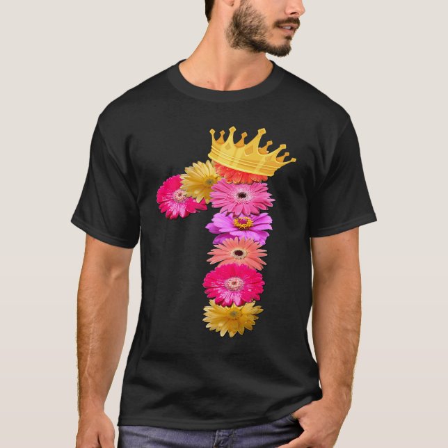 T-shirt 1 An Anniversaire Couronne Fleur Son 1er Anniversa (Devant)