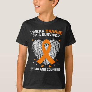 T-shirt 1 an Cancer Libre Leucémie Survivante Cadeaux Oran