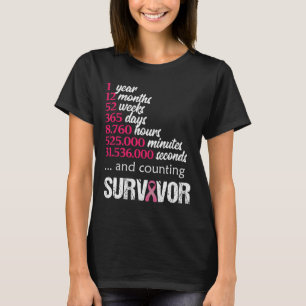 T-shirt 1 an Survivant Cancer du sein Cadeau de sensibilis