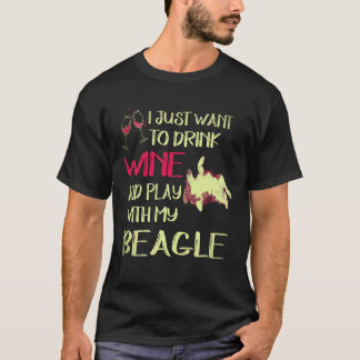 T-shirt 1 Boire du vin et jouer avec mon beagle