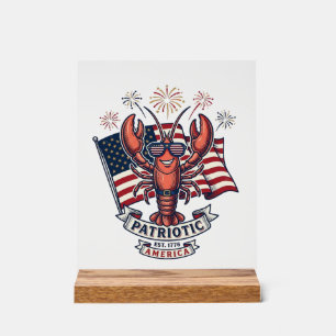 T-Shirt_1 Gravure Vintage Drapeau Homard Patriotiq