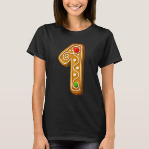 T-shirt 1 majuscule de Noël Cookie Numéro d'alphabet