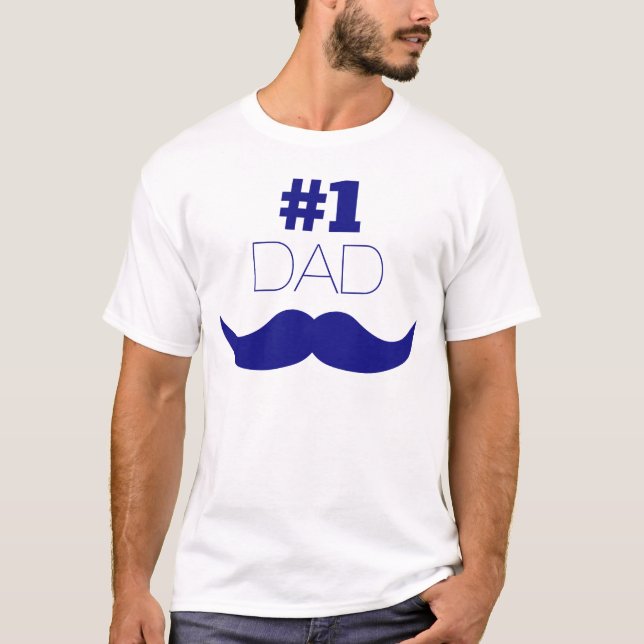 T-shirt #1 Papa Blue Mustache (Devant)