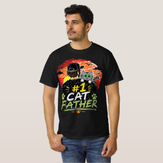 T-shirt #1 Papa Chat Drôle Artistique Style Original Chat