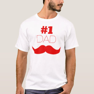T-shirt #1 Papa Moustache Rouge - Numéro Un