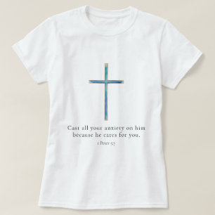T-shirt 1 Pierre 5:7 Croix minimaliste
