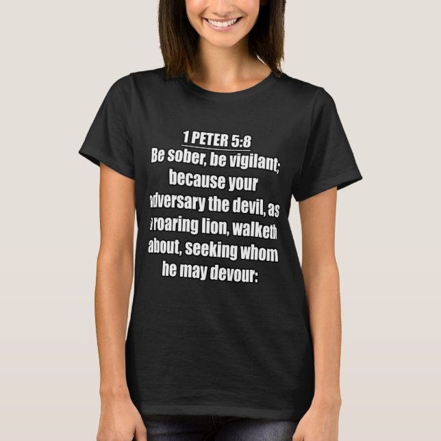 T-shirt 1 Pierre 5:8 Verset de la Bible du KJV (Devant)