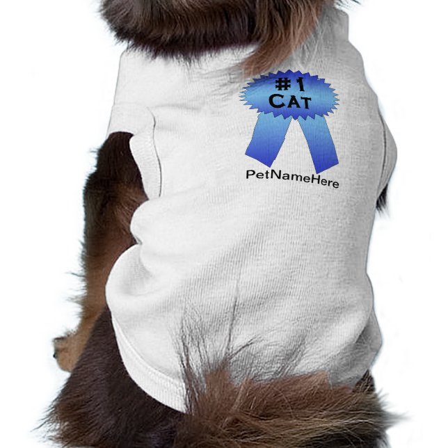 T-shirt #1 Prix Cat Bleu ruban Bleu bleu (Dos)