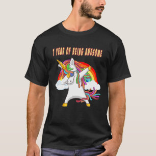 T-shirt 1E Anniversaire Tenue Awesome Dabbing Unicorne