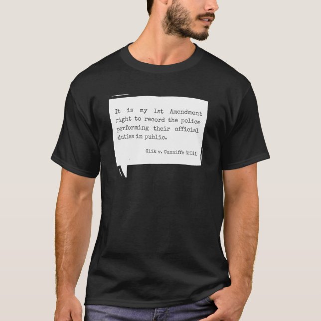 T-shirt 1er Amendement au droit d'enregistrer la police (Devant)