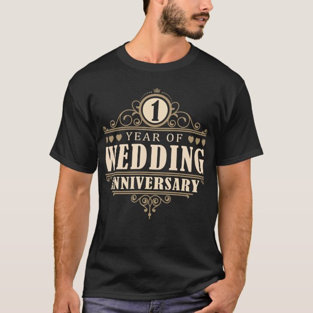 T-shirt 1er anniversaire de Mariage (mari) (Devant)