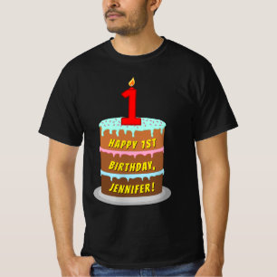 T-shirt 1er anniversaire — Fun Cake & Candle, avec nom per