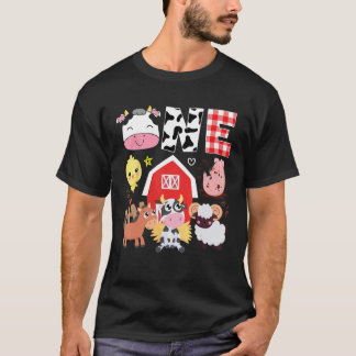 T-shirt 1er anniversaire Un an Vieux thème de ferme Animau