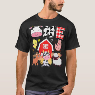 T-shirt 1er anniversaire Un an Vieux thème de ferme Animau
