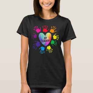 T-shirt 1er Coeur enseignant Mains colorées Amour enseign