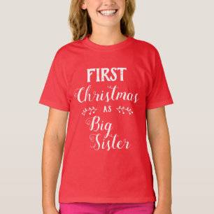 T-shirt 1er Noël grande soeur famille jumelée txt blanc