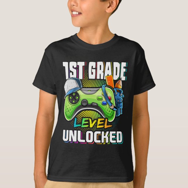 T-shirt 1ère année Jeu vidéo déverrouillé Ck à l'école B (Devant)