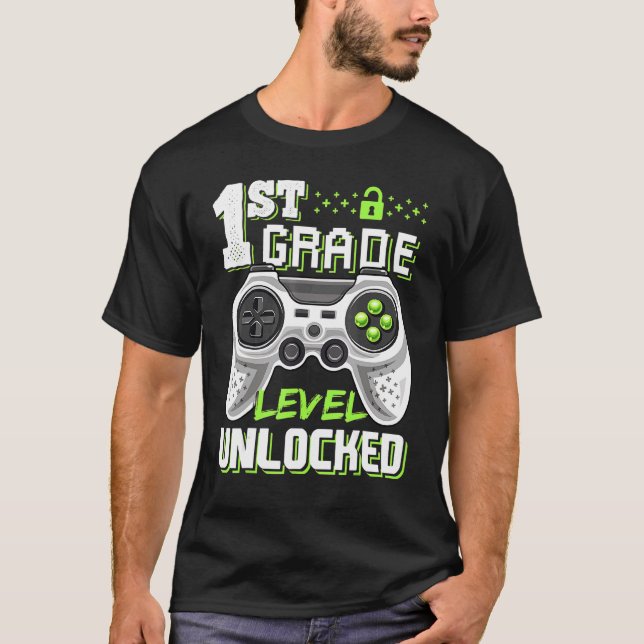 T-shirt 1ère année Niveau Déverrouillé Jeu Vidéo Drôle Ret (Devant)