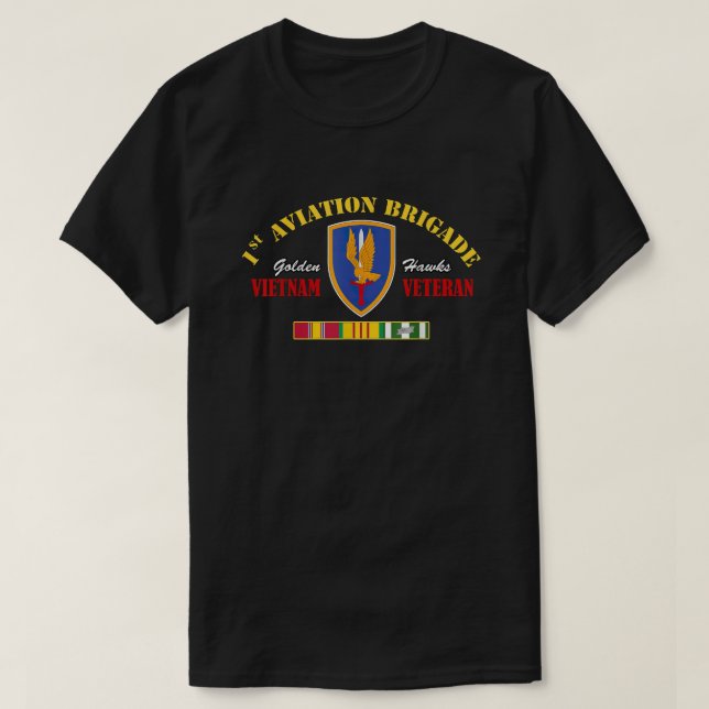 T-shirt 1re brigade d'aviation Vietnam Vétéran Golden Hawk (Design devant)