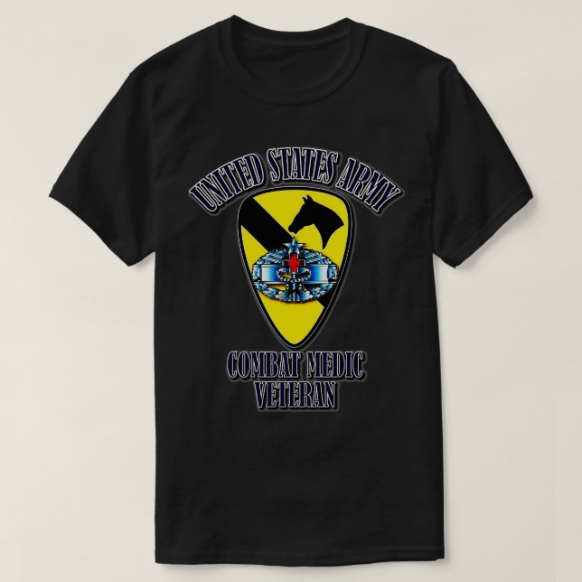 T-shirt 1re division de cavalerie Vétéran de la médecine d (Design devant)