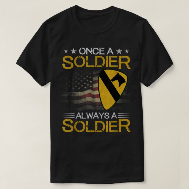 T-shirt 1re division de cavalerie Vétéran toujours un sold (Design devant)