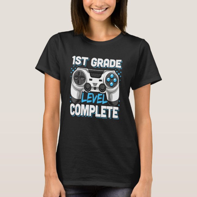 T-shirt 1st Grade Graduation Level Complete Video Gamer Ki (Devant)