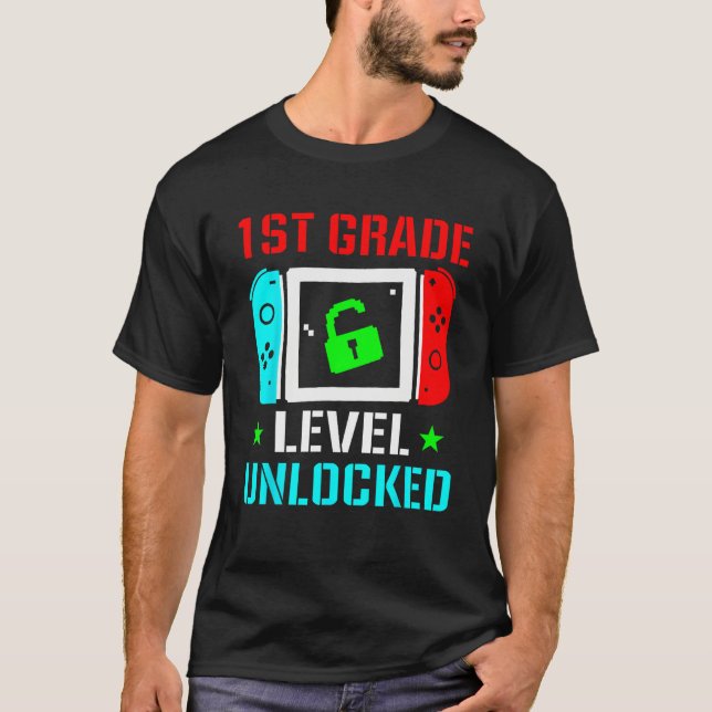 T-shirt 1st Grade Level Unlocked  Back To School Gamer Boy (Devant)