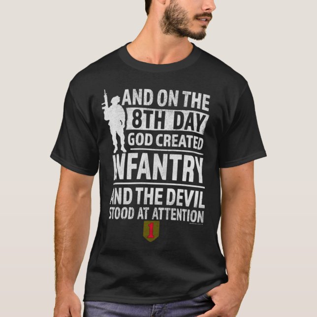 T-shirt 1st Infantry  God Created Infantry Devil stood Att (Devant)