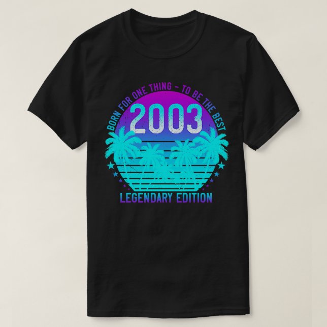 T-shirt 2003 Anniversaire 18ème Palme de coucher de soleil (Design devant)