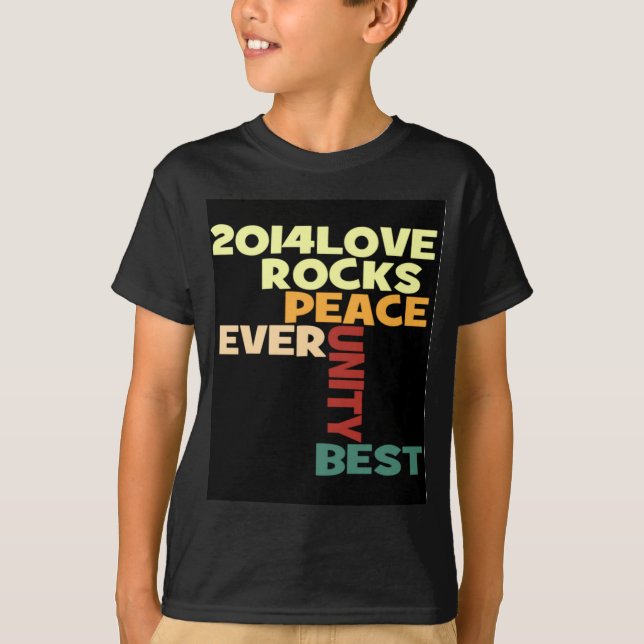 T-shirt 2014 Love Rocks Peace Art Imprimer (Devant)