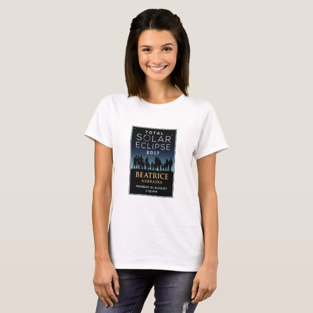 T-shirt 2017 éclipse solaire totale - Béatrice, Ne (Devant entier)