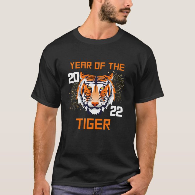 T-shirt 2022 Année Du Feu De Tigre Chinois Lunaire Nouveau (Devant)