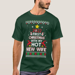 T-shirt 2022 Premier Noël Avec Ma Nouvelle Femme Chaud Vil