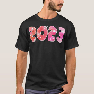T-SHIRT 2023 AVEC ÉTOILES EN ROSE DE COULEUR D'EAU