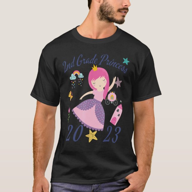 T-shirt 2023 Outfit Girls Princess Happy First Day Of 2nd  (Devant)