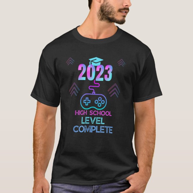 T-shirt 2023 Video Game Level Complete High School (Devant)