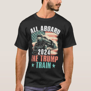 T-shirt 2024 À Bord Du Drapeau Trump Train 2024 Usa