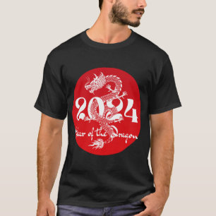 T-shirt 2024 année du dragon rouge blanc
