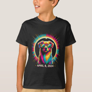 T-shirt 2024 Solaire Eclipse Chien portant un verre solair