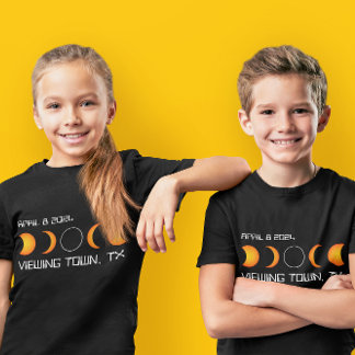 T-shirt 2024 Total Solaire Eclipse Personnalisé Ville et É