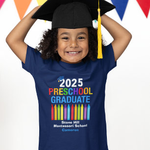 T-shirt 2025 Diplômé préscolaire Personnalisé Blue Kids