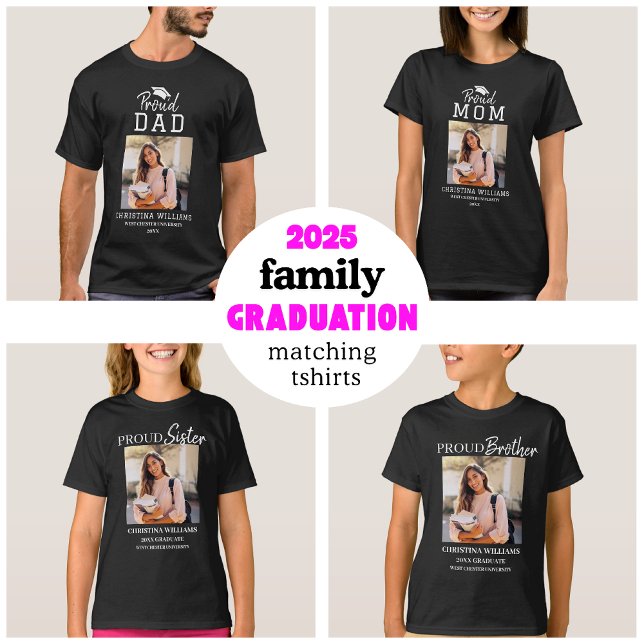 T-shirt 2025 Famille Fier Papa Graduation Correspondance (Créateur téléchargé)