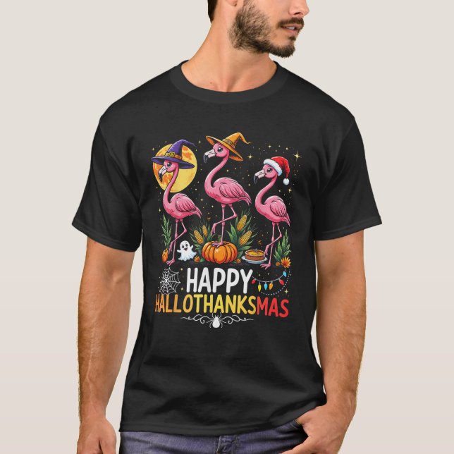 T-shirt 2025 Happy Halloween Thanksgiving Christmas Funny  (Devant)