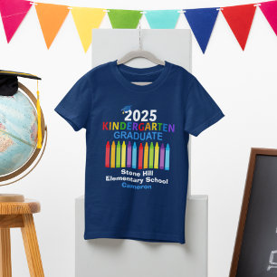 T-shirt 2025 Maternelle Diplômée Personnalisée Blue Kids