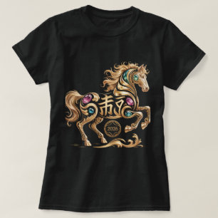 T-shirt 2026 Année du Cheval Nouvel An Chinois Cheval Doré
