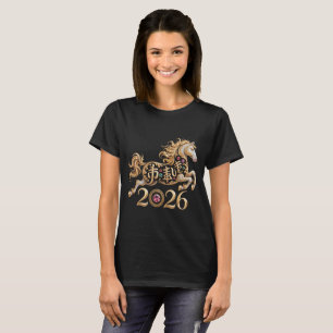 T-shirt 2026 Année du Cheval Nouvel An Chinois Cheval Doré