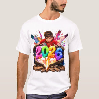T-shirt 2026 Bold Colorful New Year Sticker Art