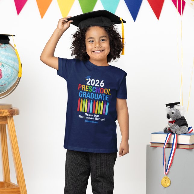 T-shirt 2026 Preschool Graduate Personalized Blue Kids (Créateur téléchargé)