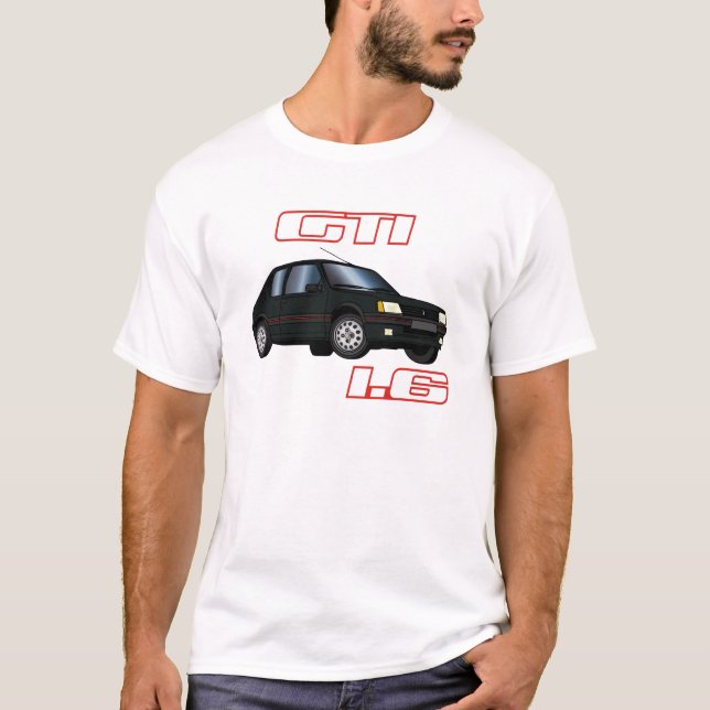T-shirt 205 GTI 1.6 87 88 89 90 Noir (Devant)