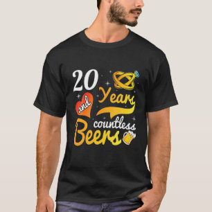 T-shirt 20 ans innombrables Bières Mariage marié mari Wif